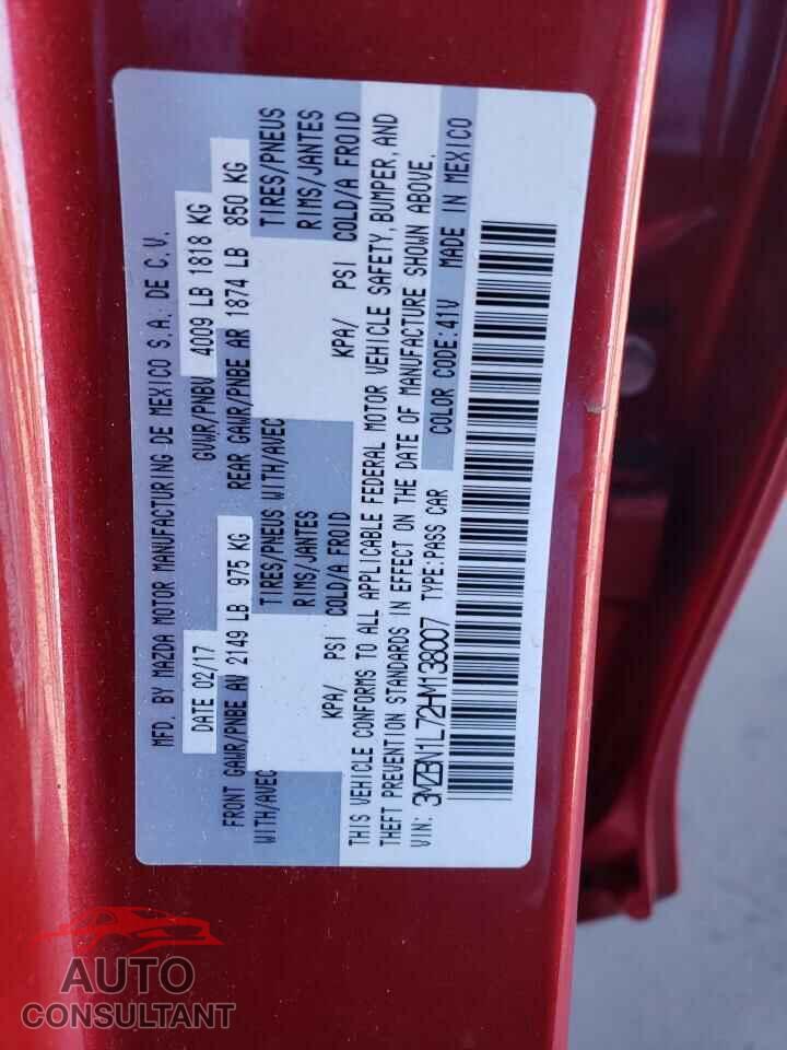 MAZDA 3 2017 - 3MZBN1L72HM138007