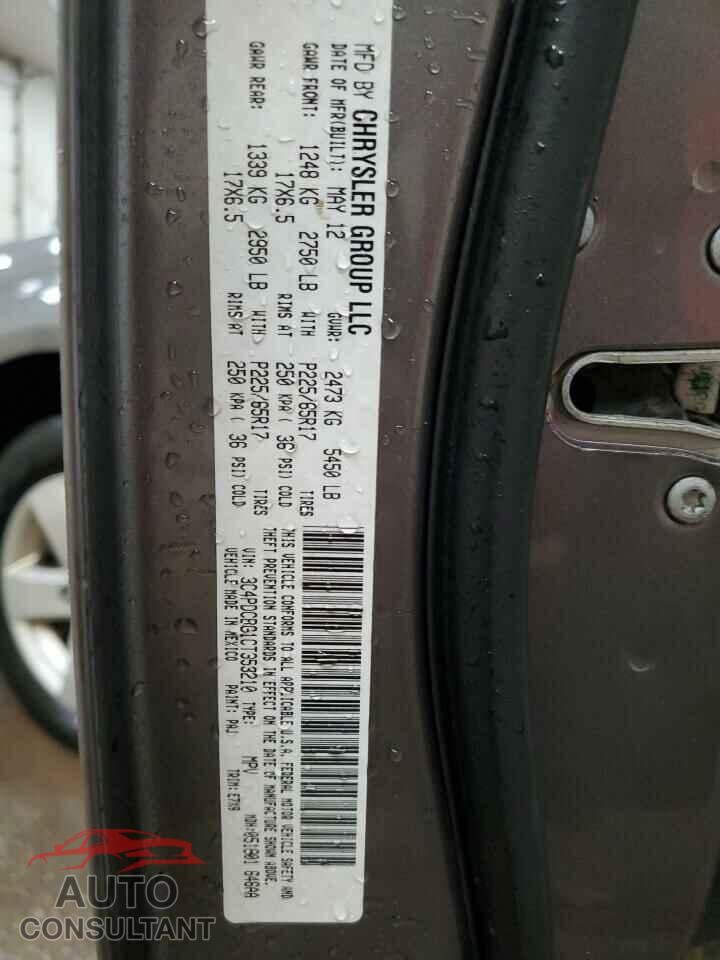 DODGE JOURNEY 2012 - 3C4PDCBG1CT353210