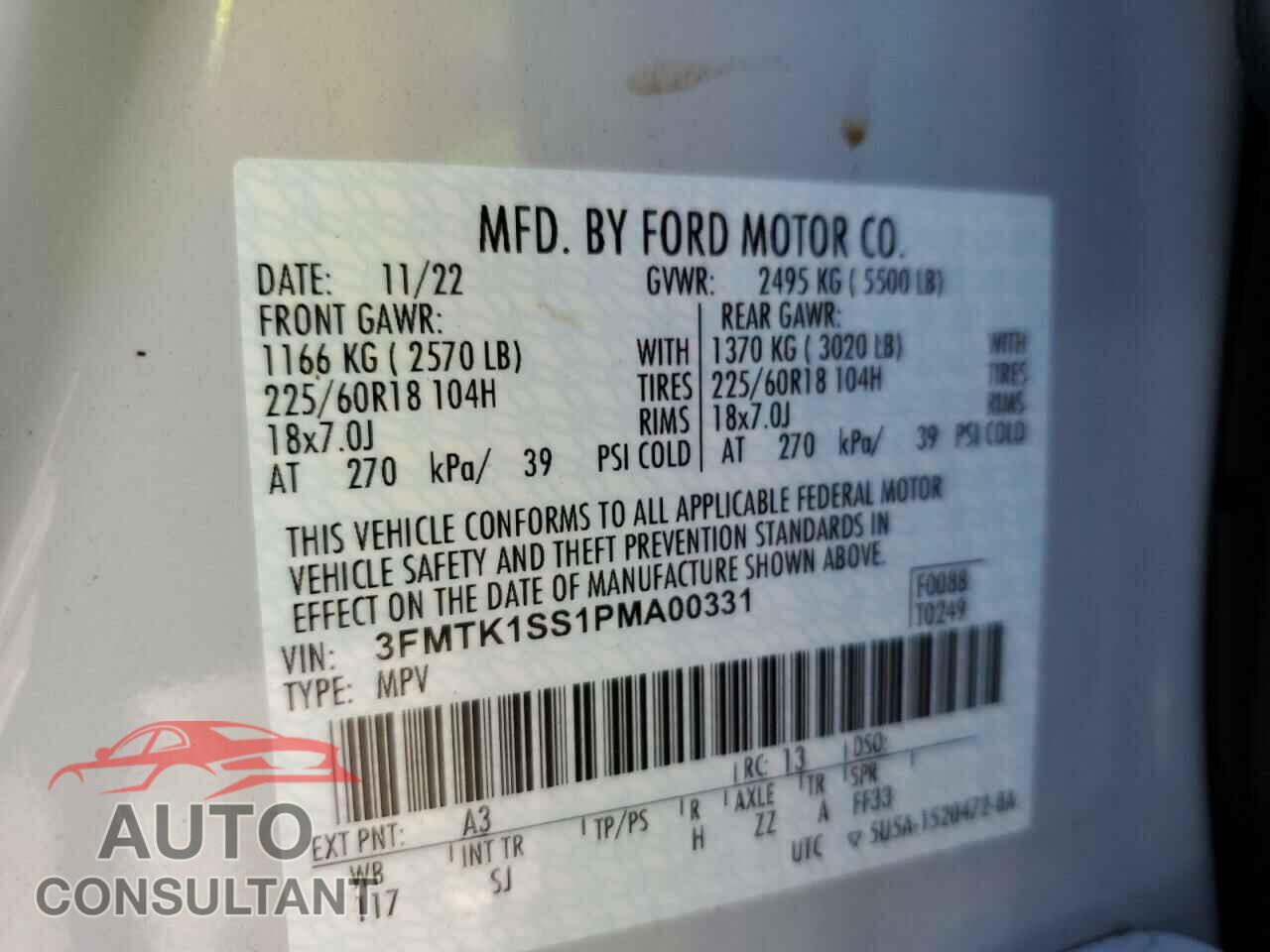 FORD MUSTANG 2023 - 3FMTK1SS1PMA00331