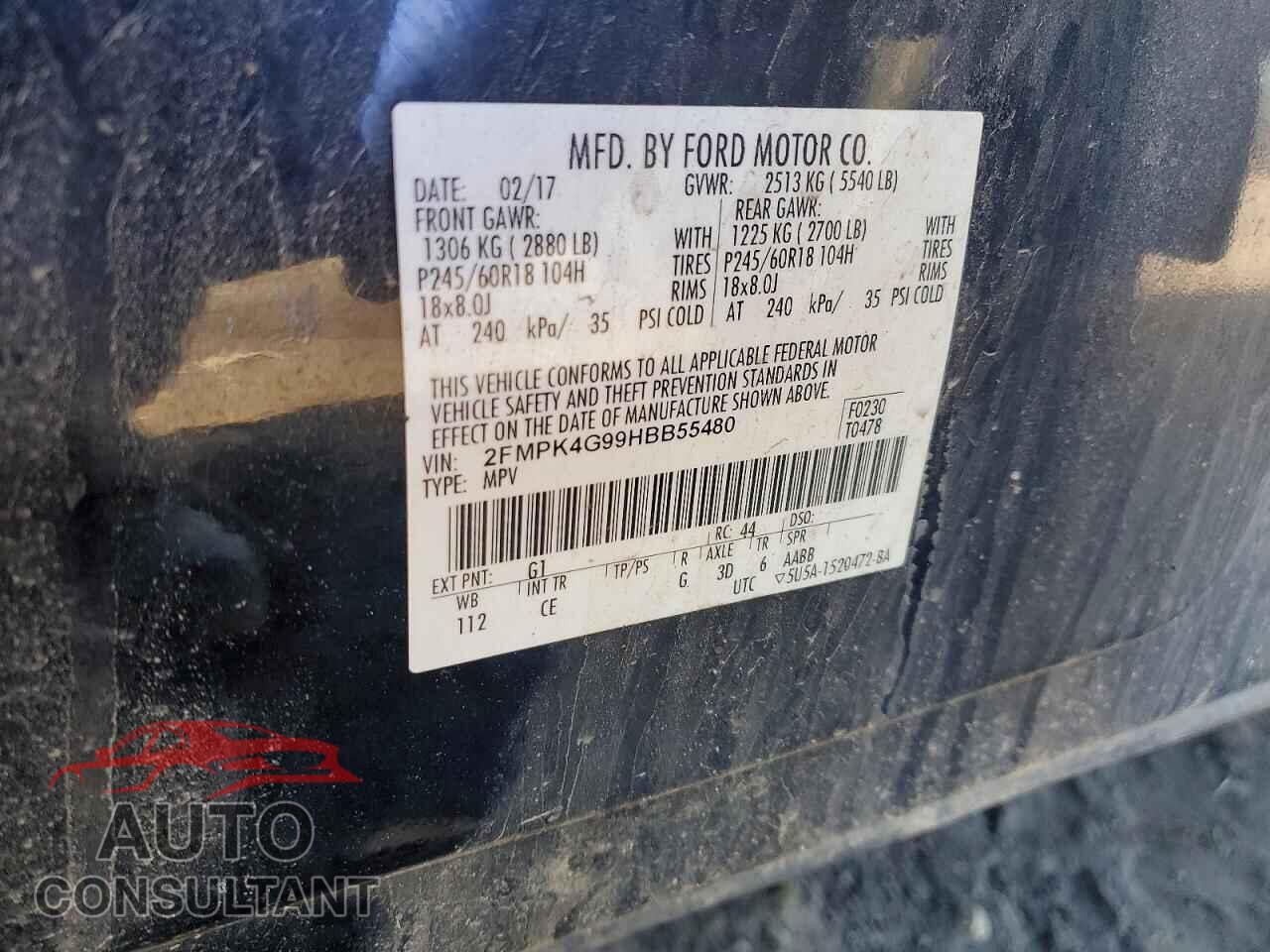 FORD EDGE 2017 - 2FMPK4G99HBB55480