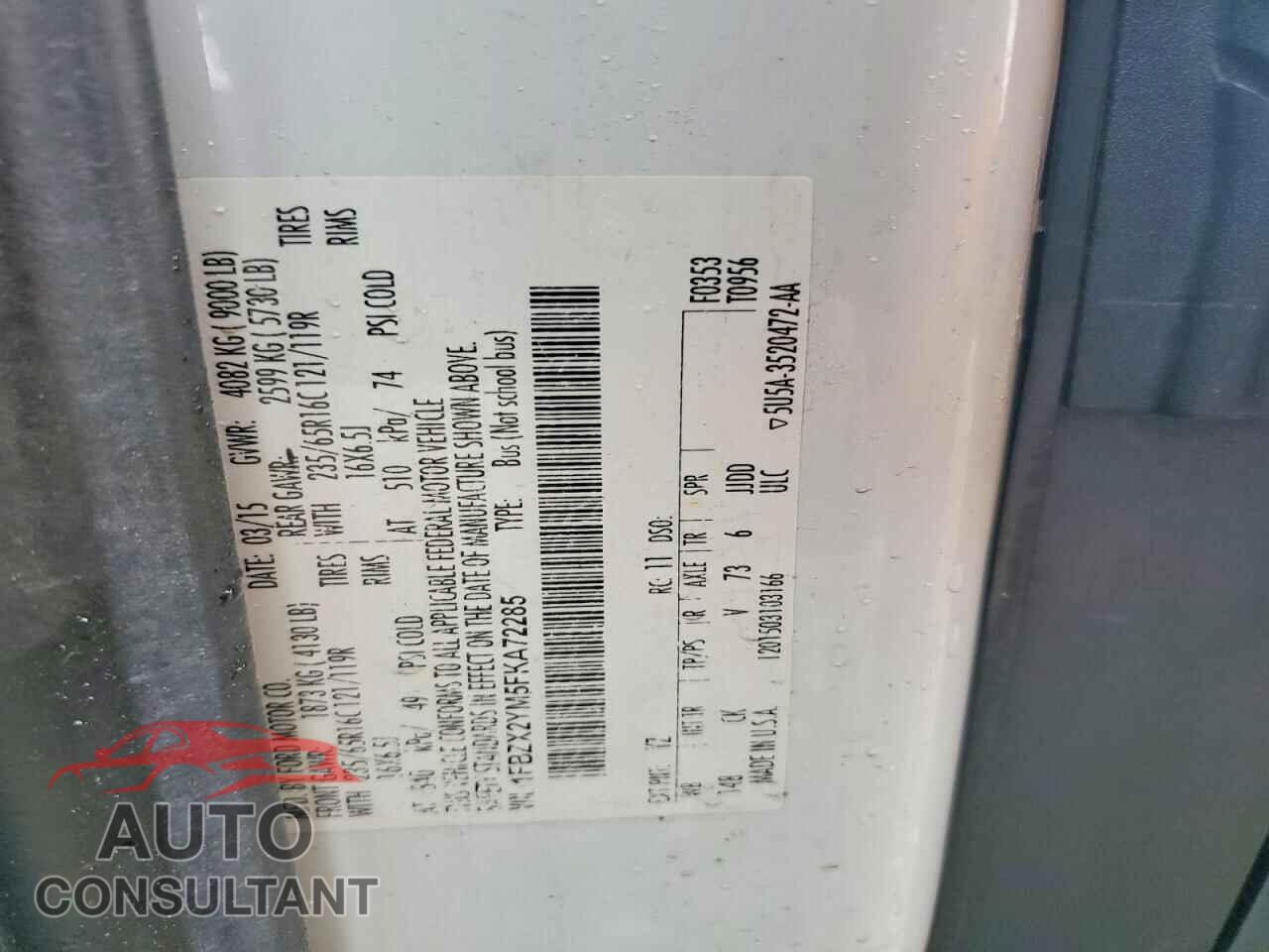 FORD TRANSIT 2015 - 1FBZX2YM5FKA72285