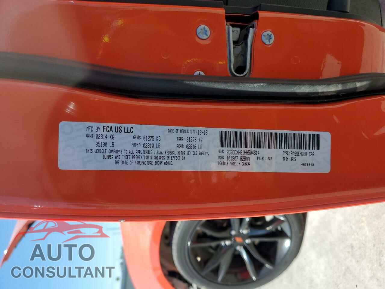 DODGE CHARGER 2017 - 2C3CDXHG1HH504614