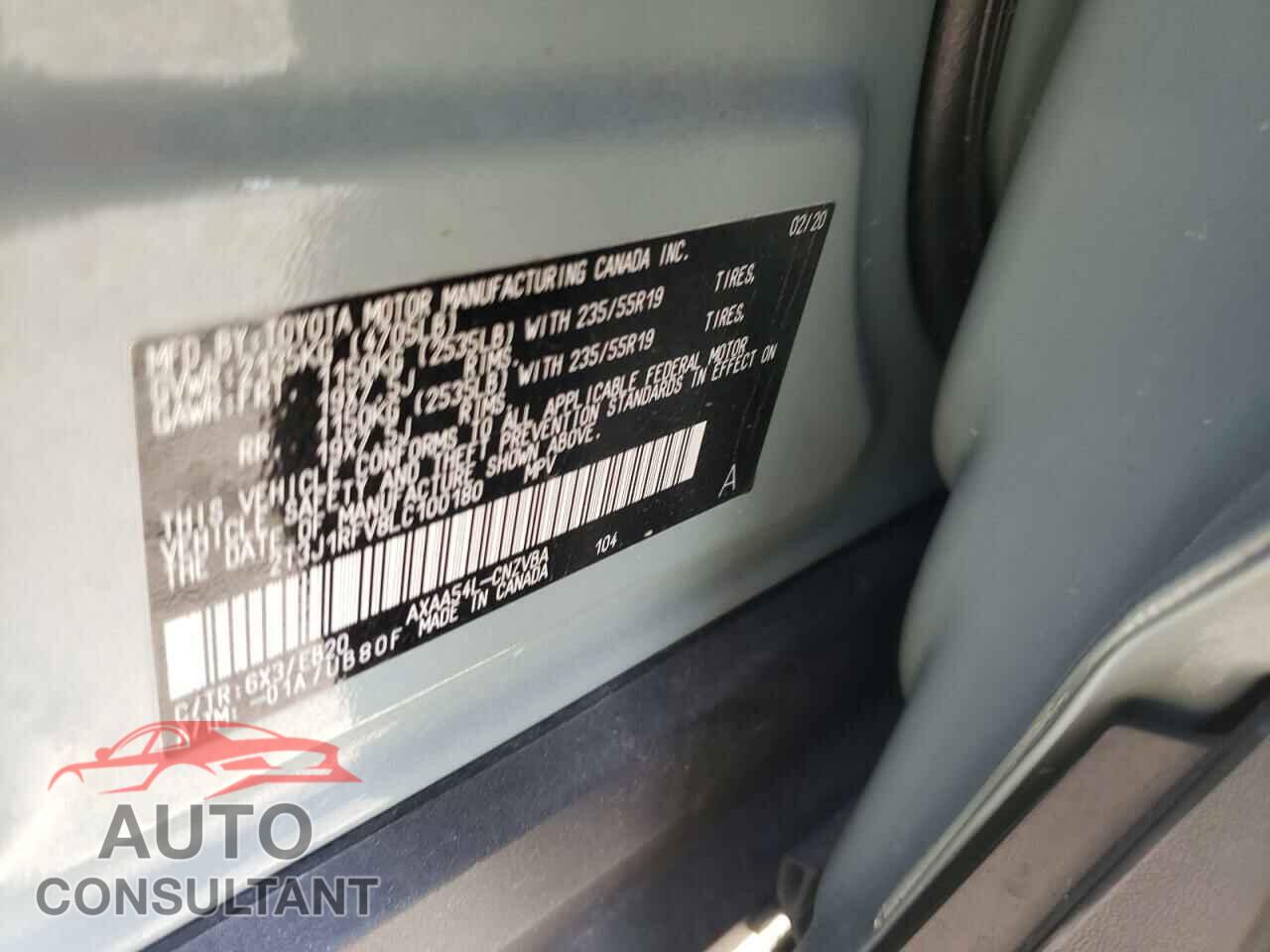 TOYOTA RAV4 2020 - 2T3J1RFV8LC100180