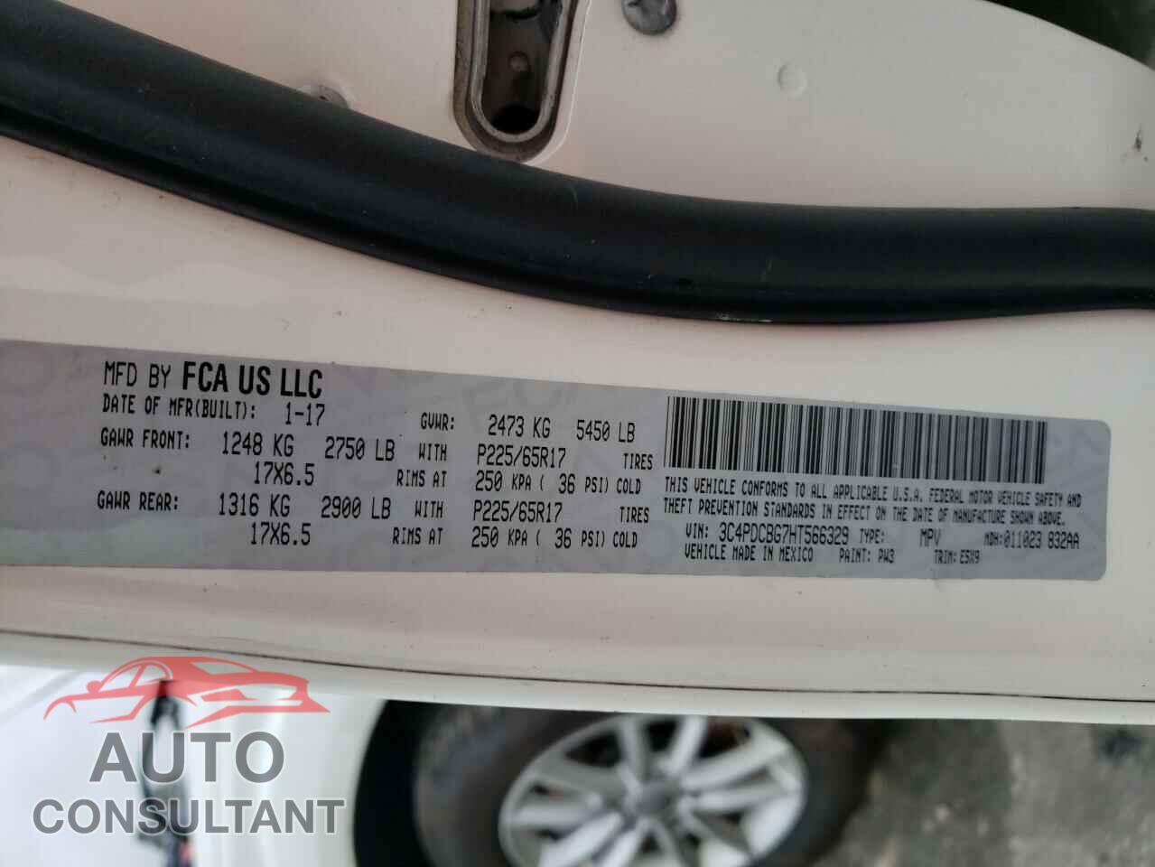 DODGE JOURNEY 2017 - 3C4PDCBG7HT566329