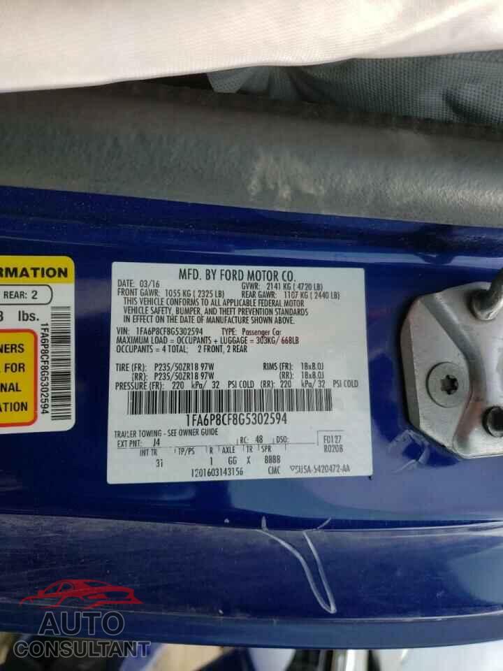 FORD MUSTANG 2016 - 1FA6P8CF8G5302594