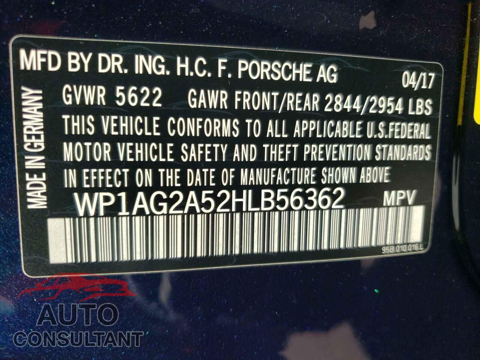 PORSCHE MACAN 2017 - WP1AG2A52HLB56362