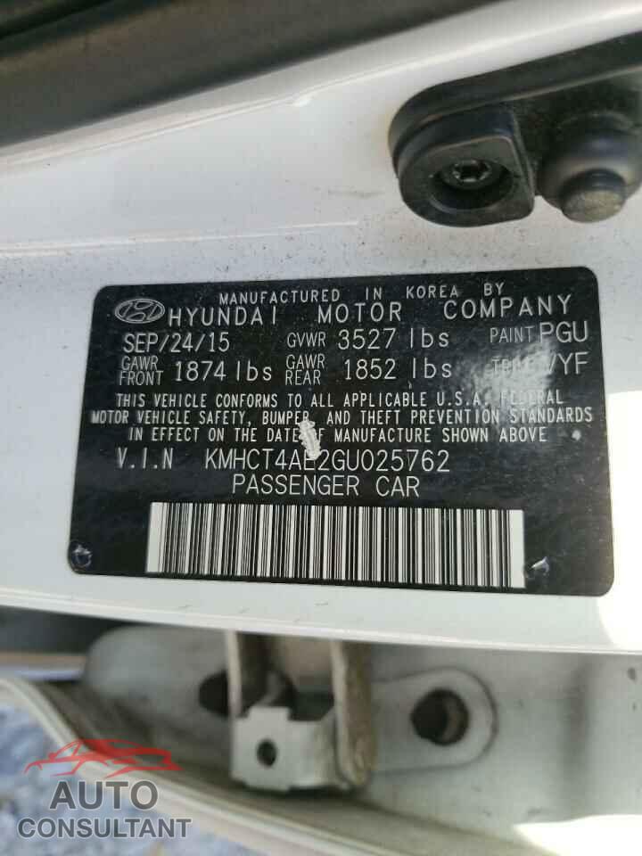 HYUNDAI ACCENT 2016 - KMHCT4AE2GU025762