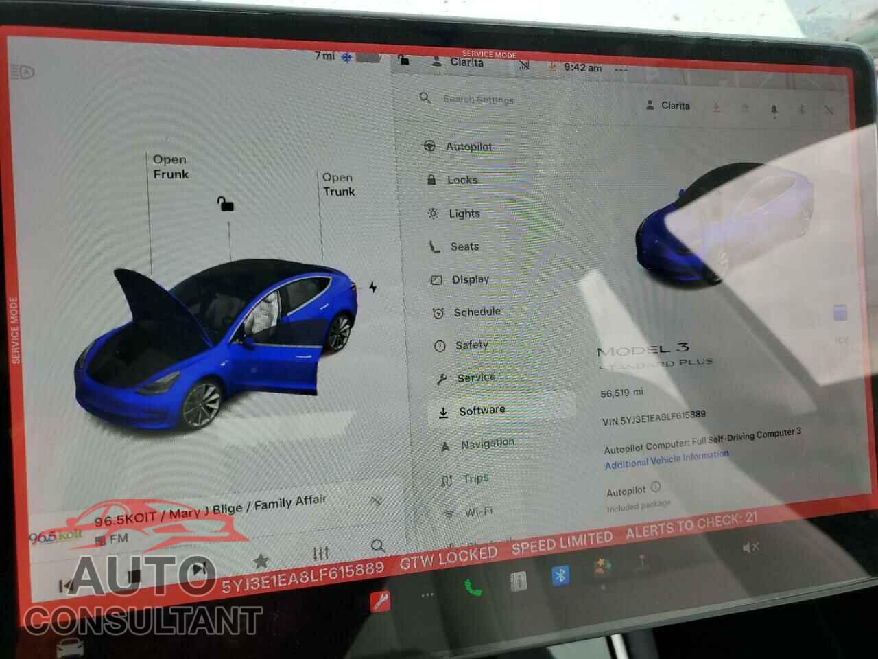TESLA MODEL 3 2020 - 5YJ3E1EA8LF615889
