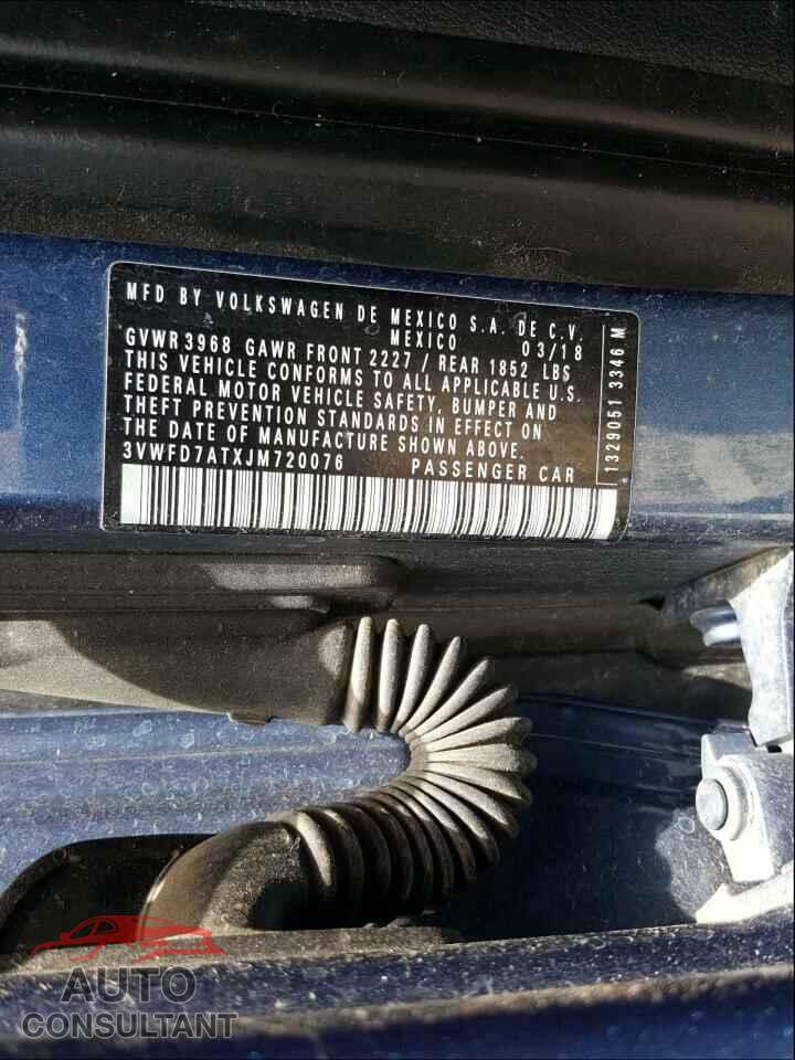 VOLKSWAGEN BEETLE 2018 - 3VWFD7ATXJM720076
