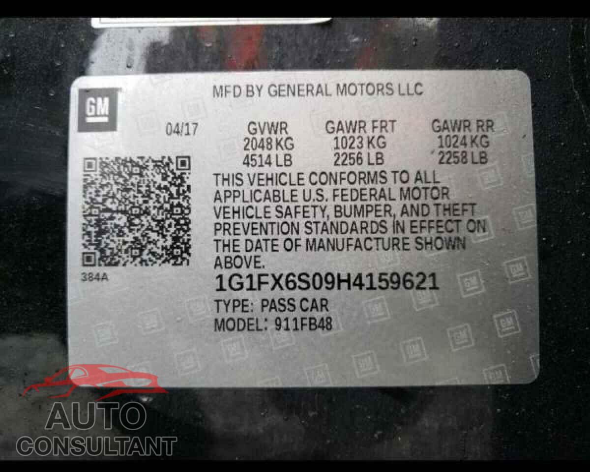 CHEVROLET BOLT 2017 - 1G1FX6S09H4159621
