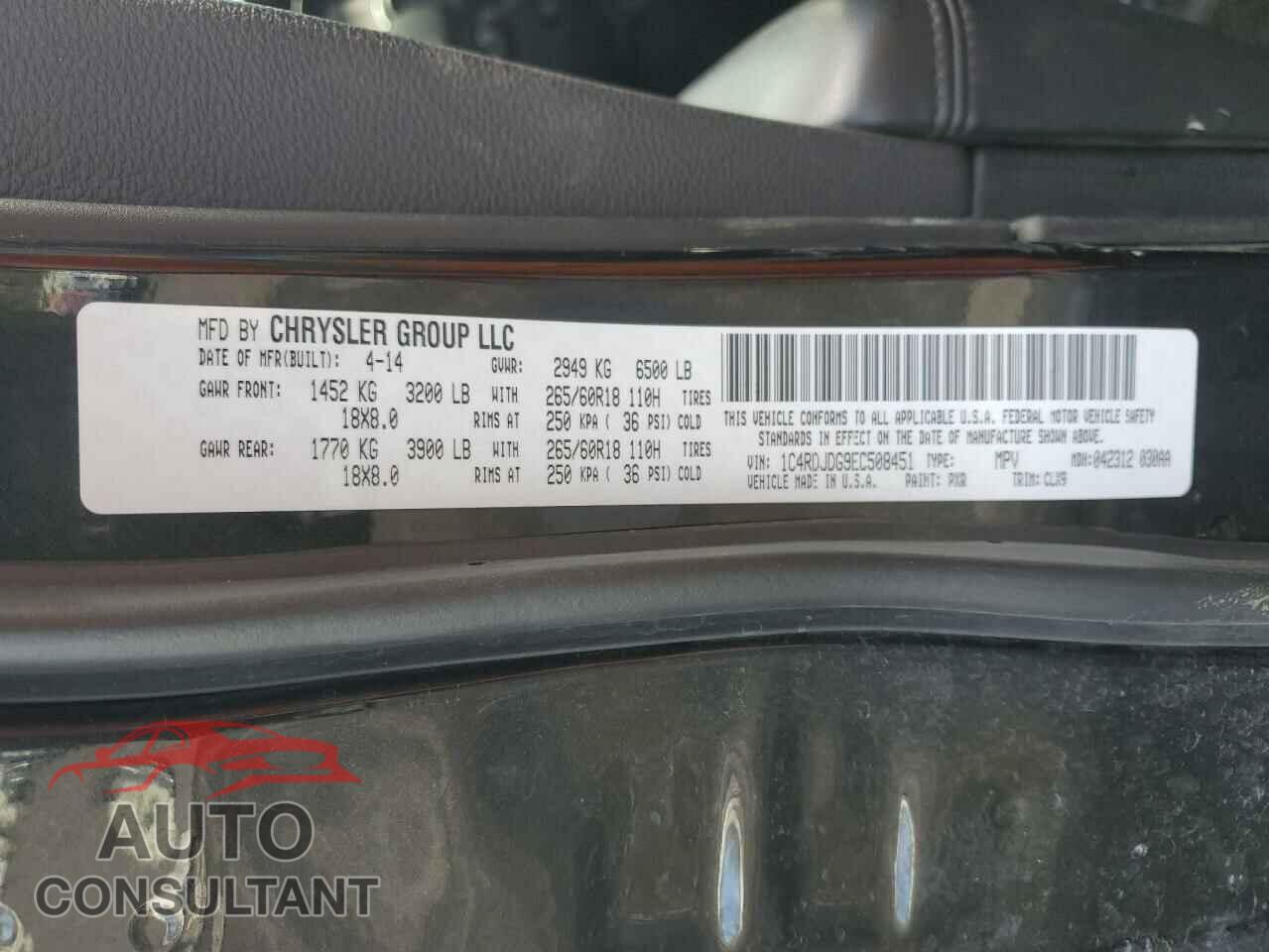 DODGE DURANGO 2014 - 1C4RDJDG9EC508451