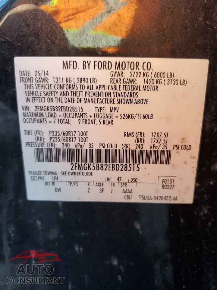FORD FLEX 2014 - 2FMGK5B82EBD28515