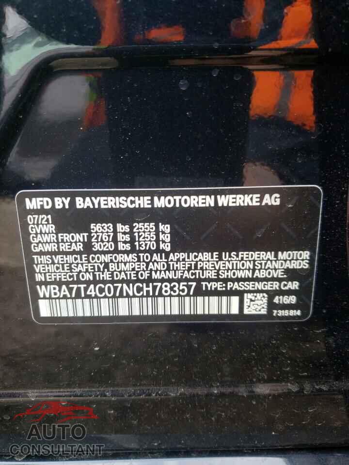 BMW 7 SERIES 2022 - WBA7T4C07NCH78357