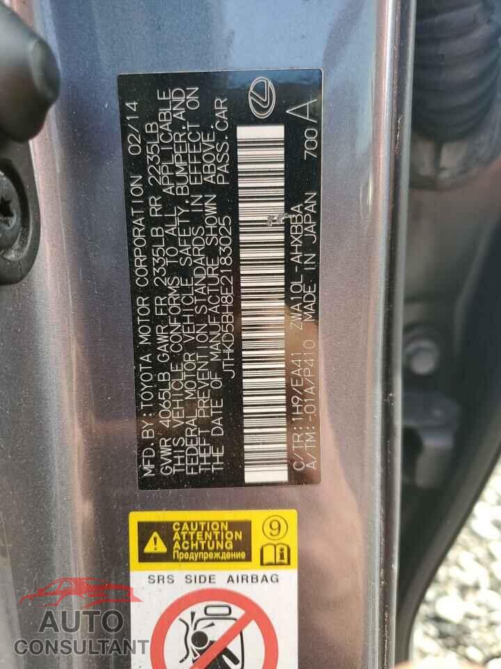 LEXUS CT 200 2014 - JTHKD5BH8E2183025