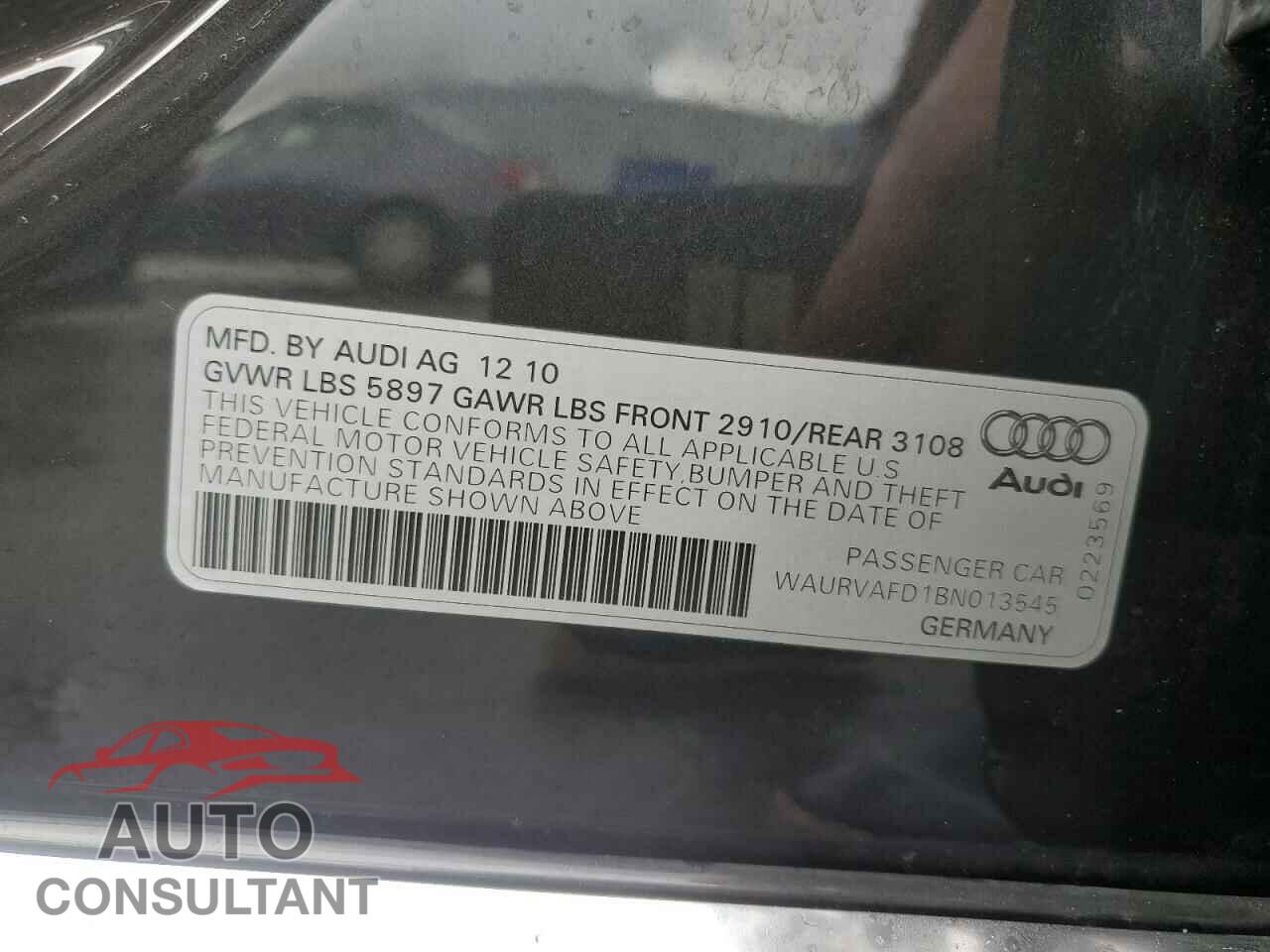 AUDI A8 2011 - WAURVAFD1BN013545