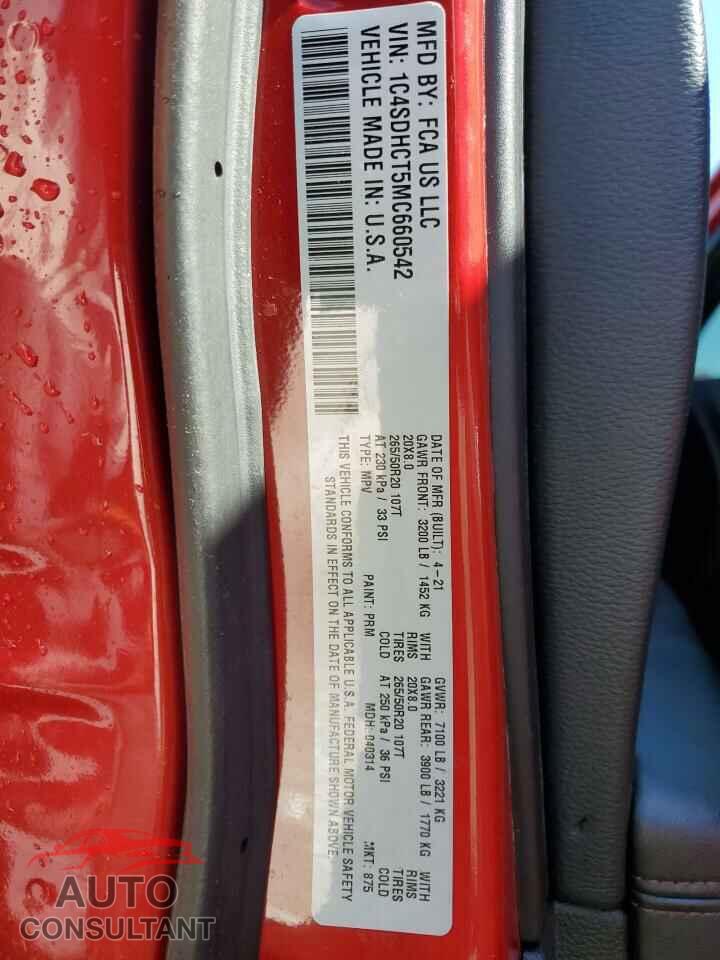 DODGE DURANGO 2021 - 1C4SDHCT5MC660542