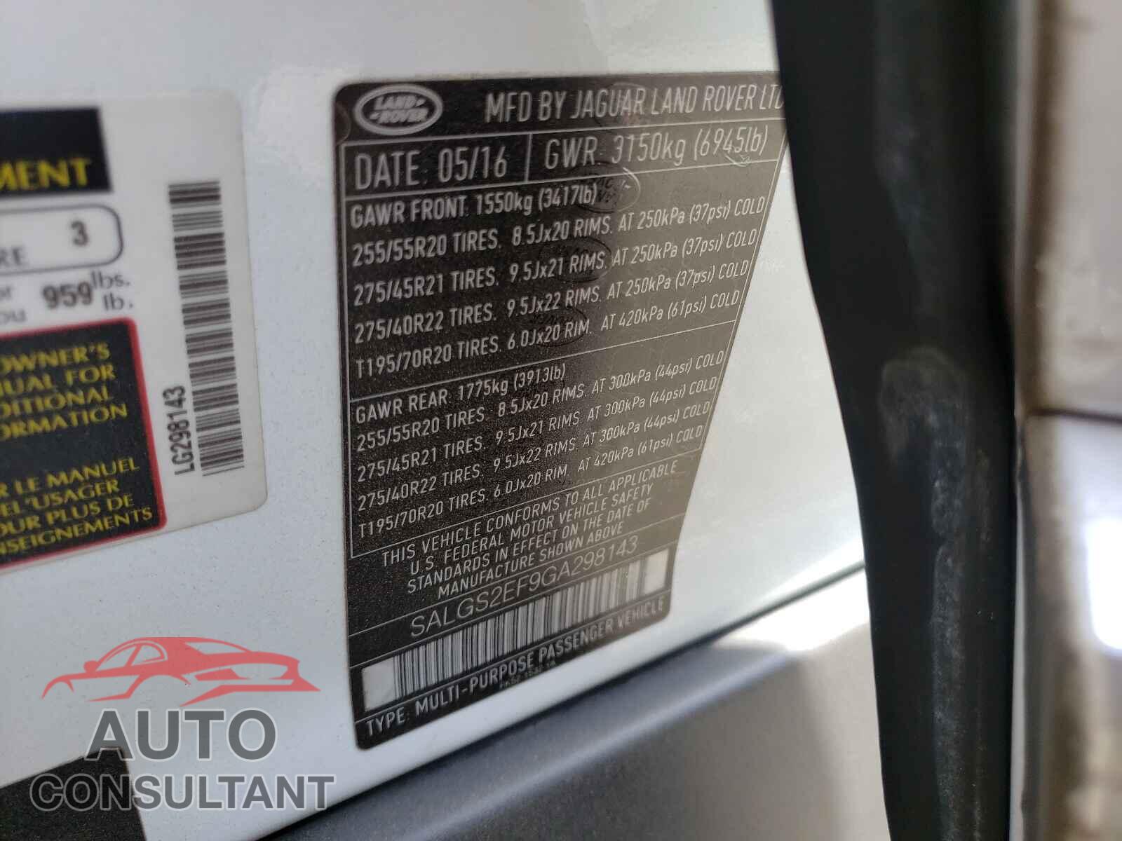 LAND ROVER RANGEROVER 2016 - SALGS2EF9GA298143