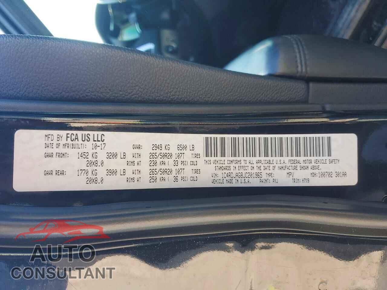 DODGE DURANGO 2018 - 1C4RDJAG8JC201965