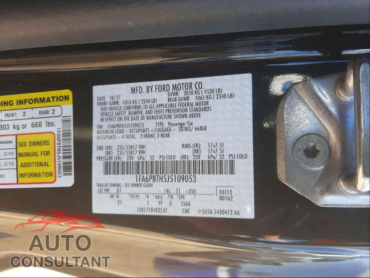 FORD MUSTANG 2018 - 1FA6P8TH5J5109053
