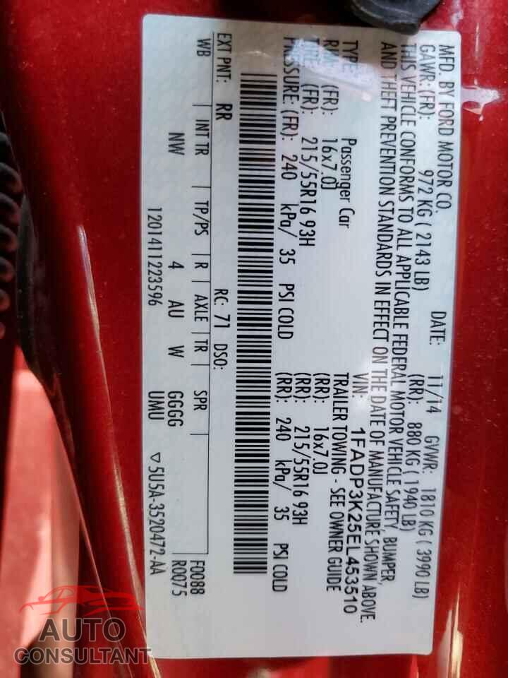 FORD FOCUS 2014 - 1FADP3K25EL453510