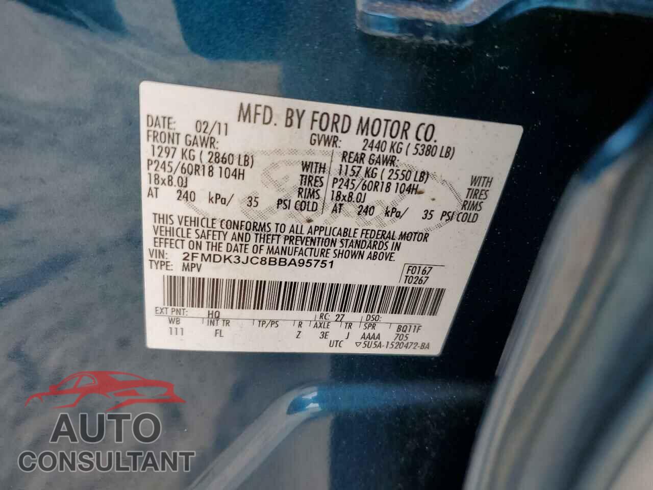 FORD EDGE 2011 - 2FMDK3JC8BBA95751