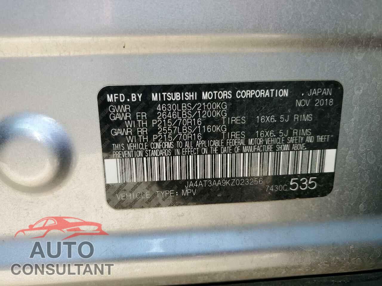 MITSUBISHI ECLIPSE 2019 - JA4AT3AA9KZ023256