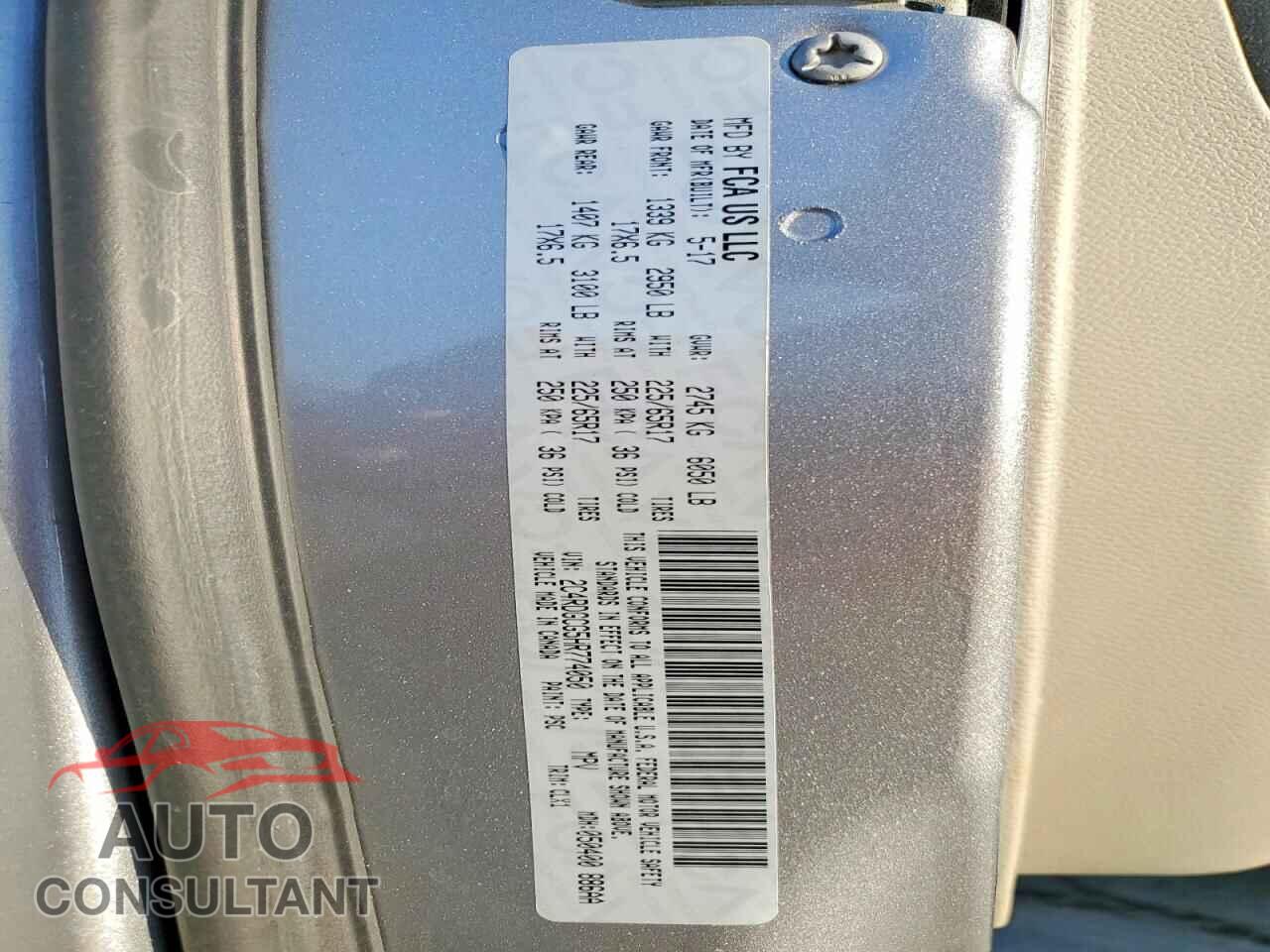DODGE CARAVAN 2017 - 2C4RDGCG5HR774050