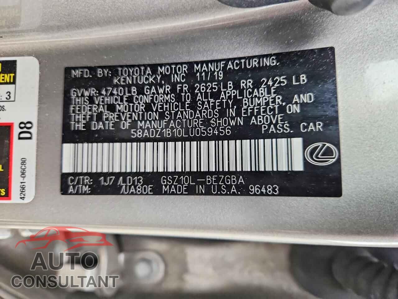 LEXUS ES350 2020 - 58ADZ1B10LU059456
