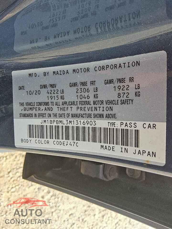MAZDA 3 2021 - JM1BPBML3M1316903