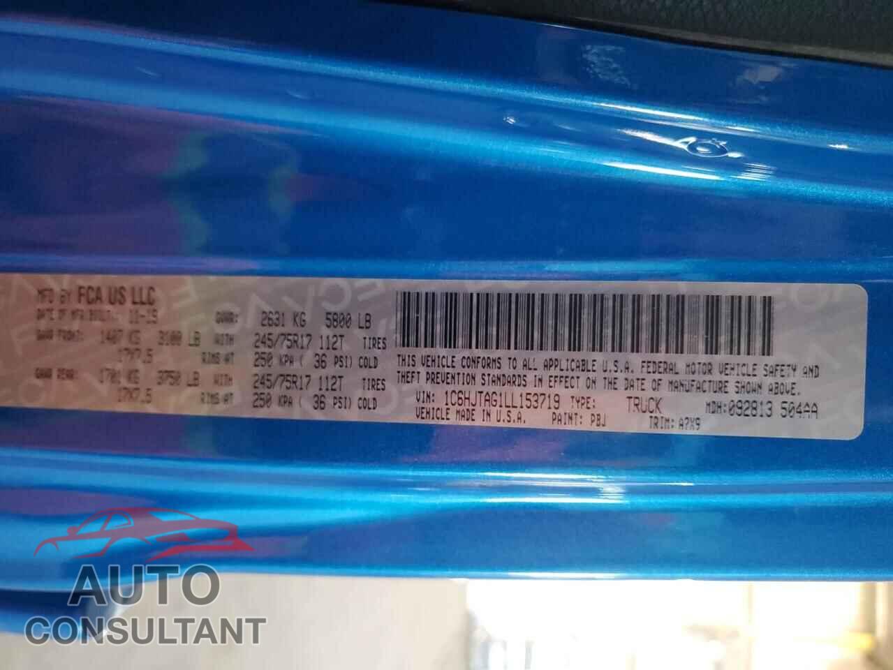 JEEP GLADIATOR 2020 - 1C6HJTAG1LL153719