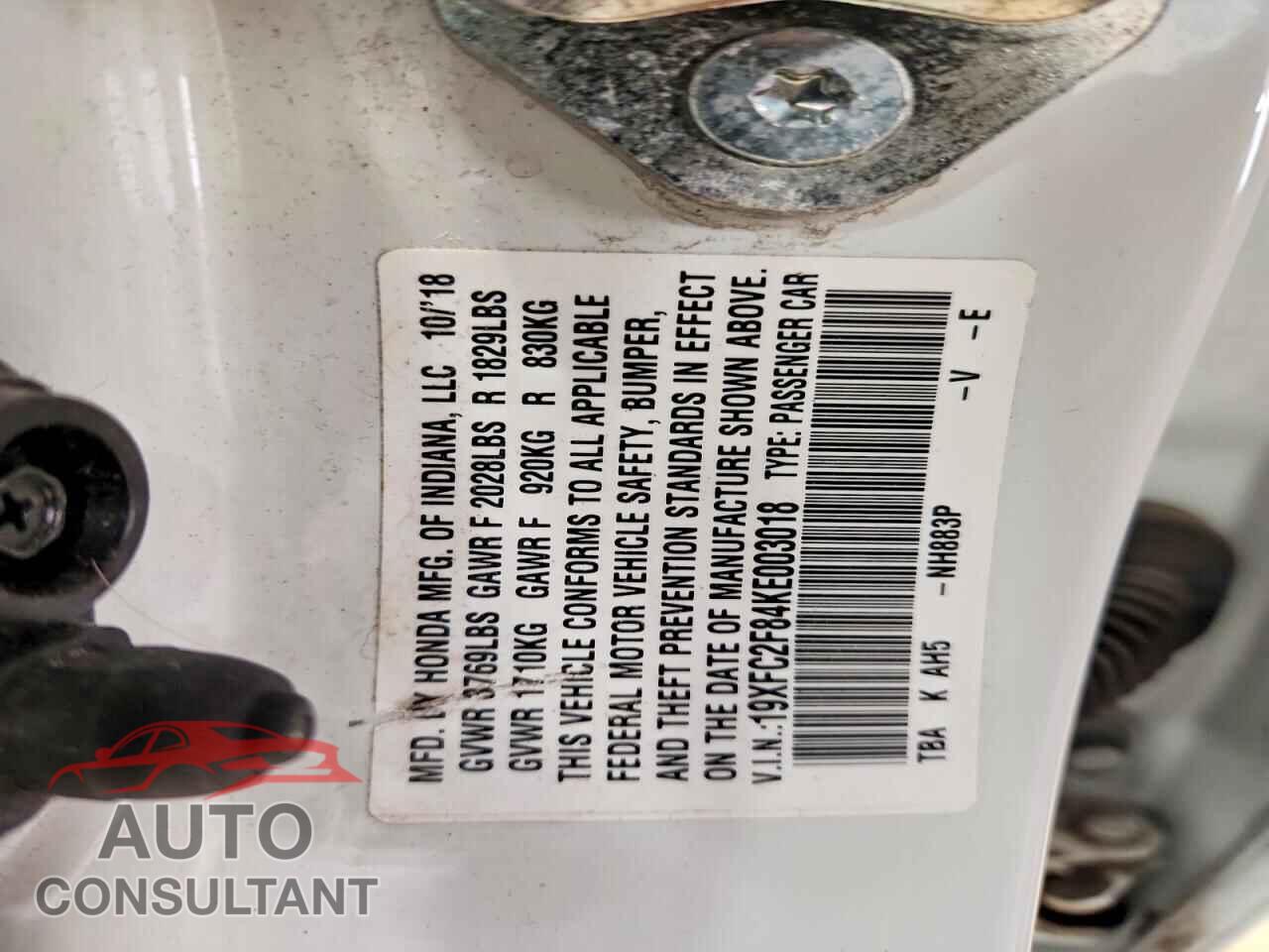 HONDA CIVIC 2019 - 19XFC2F84KE003018