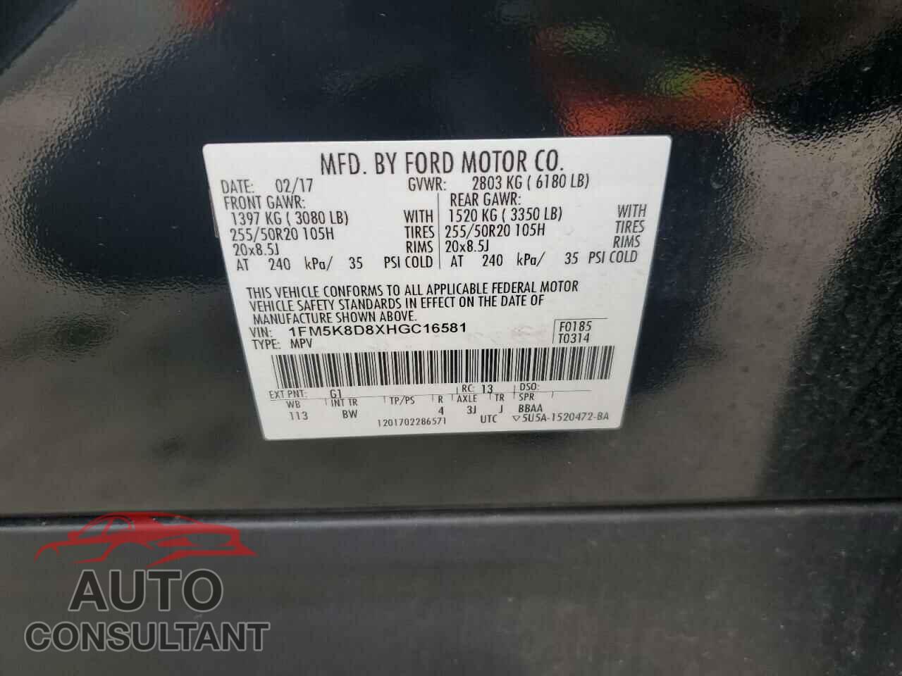 FORD EXPLORER 2017 - 1FM5K8D8XHGC16581