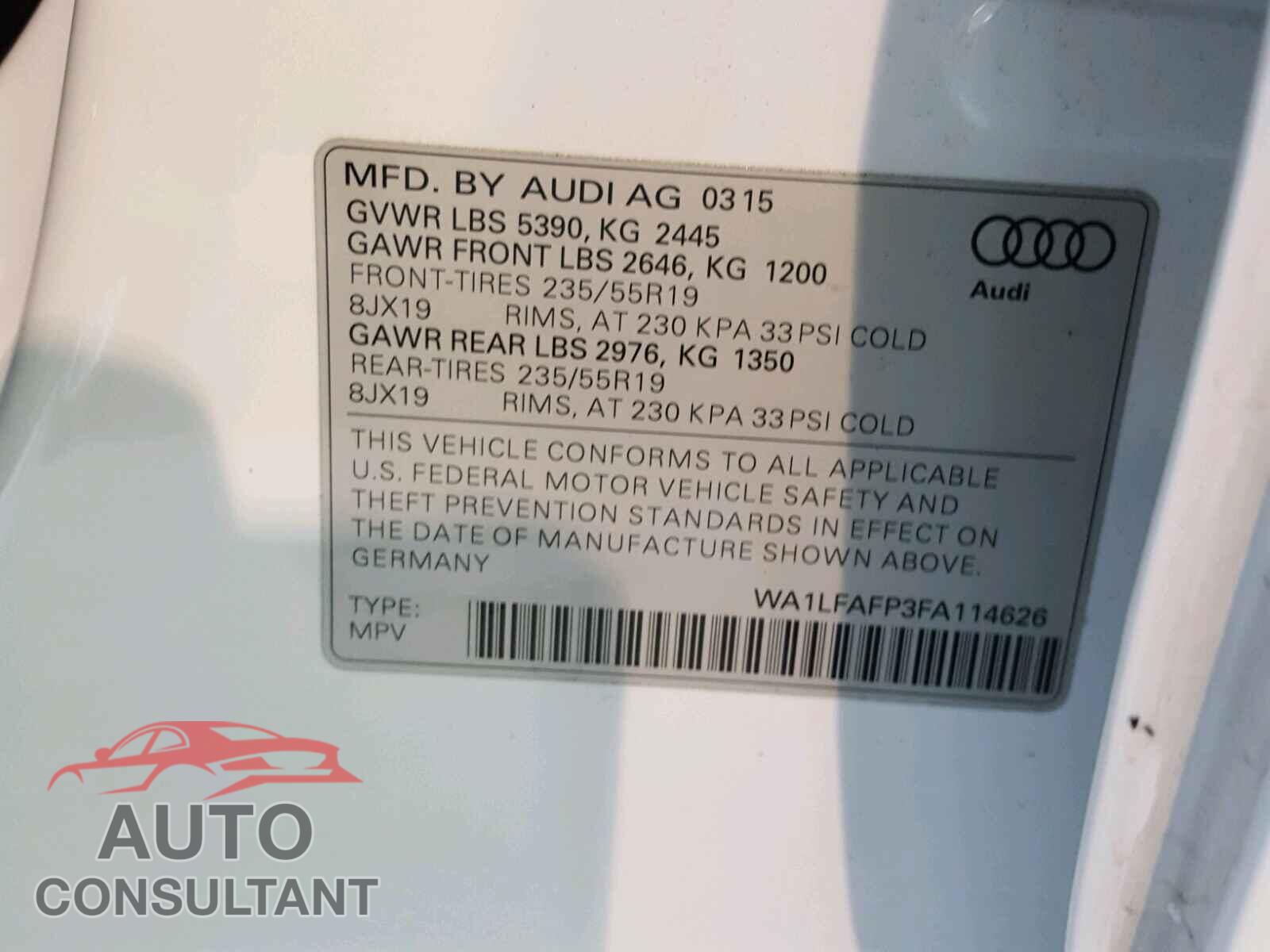 AUDI Q5 2015 - WA1LFAFP3FA114626