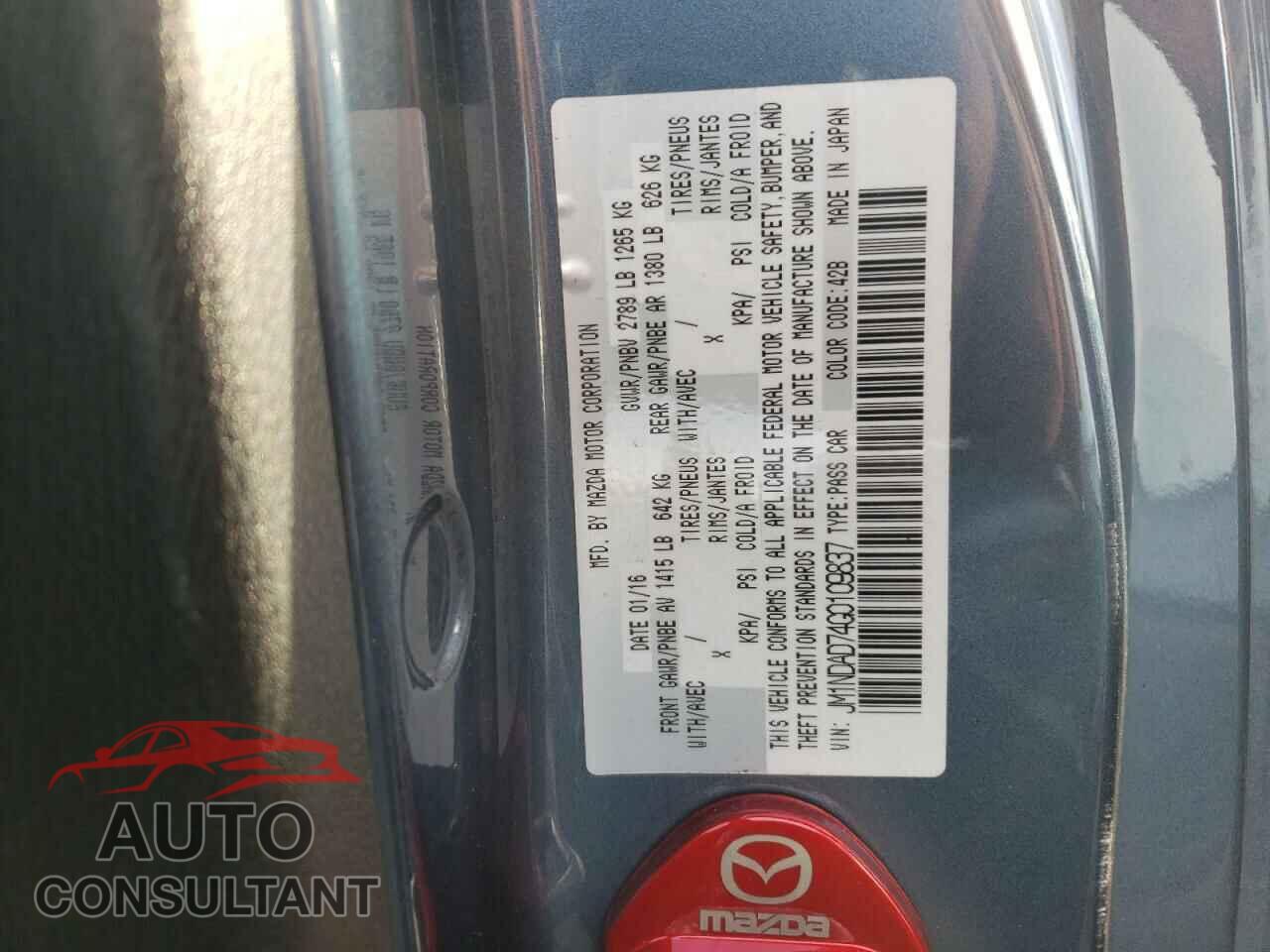 MAZDA MX5 2016 - JM1NDAD74G0109837