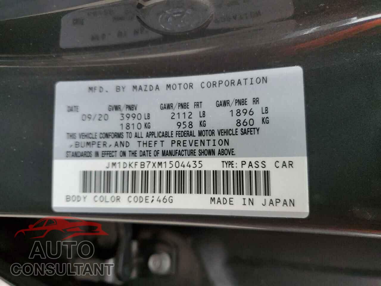 MAZDA CX-3 2021 - JM1DKFB7XM1504435