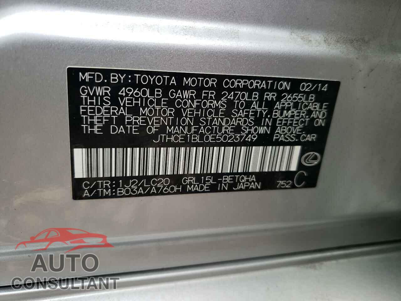 LEXUS GS350 2014 - JTHCE1BL0E5023749