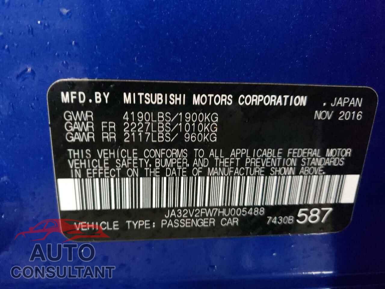 MITSUBISHI LANCER 2017 - JA32V2FW7HU005488
