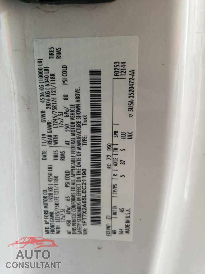 FORD F250 2020 - 1FT7X2A65LEC21190