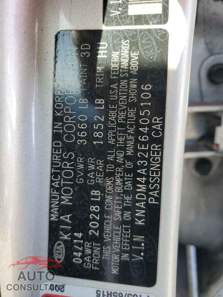 KIA RIO 2014 - KNADM4A32E6405106