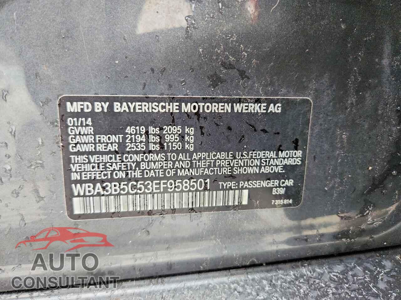 BMW 328 2014 - WBA3B5C53EF958501