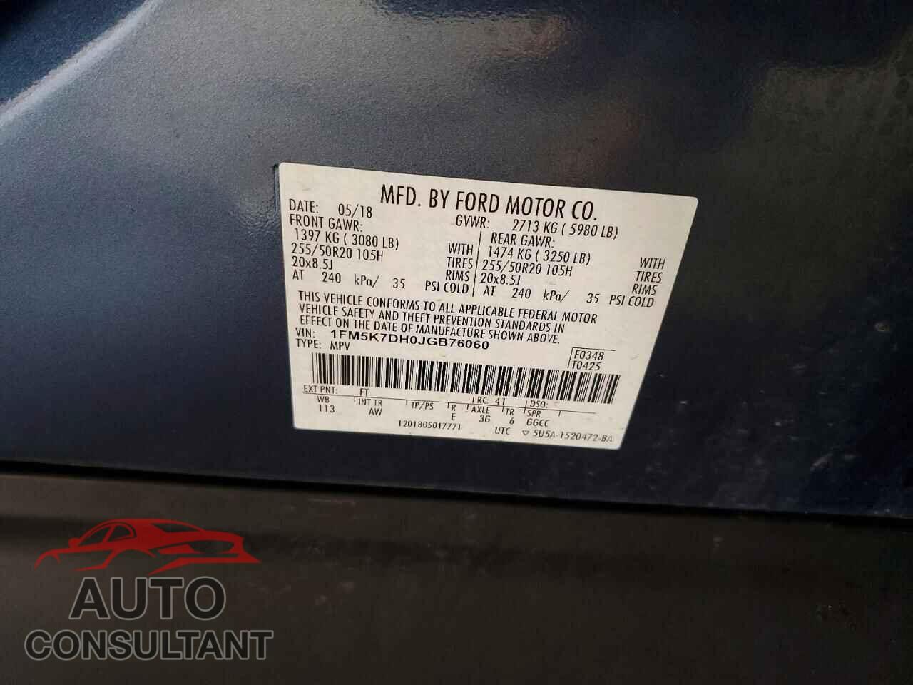 FORD EXPLORER 2018 - 1FM5K7DH0JGB76060