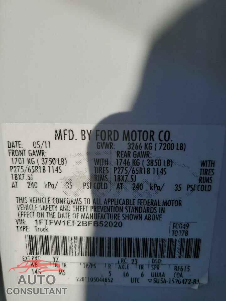 FORD F-150 2011 - 1FTFW1EF2BFB52020