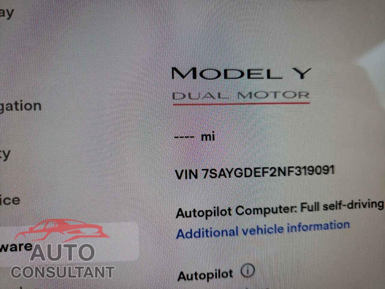 TESLA MODEL Y 2022 - 7SAYGDEF2NF319091