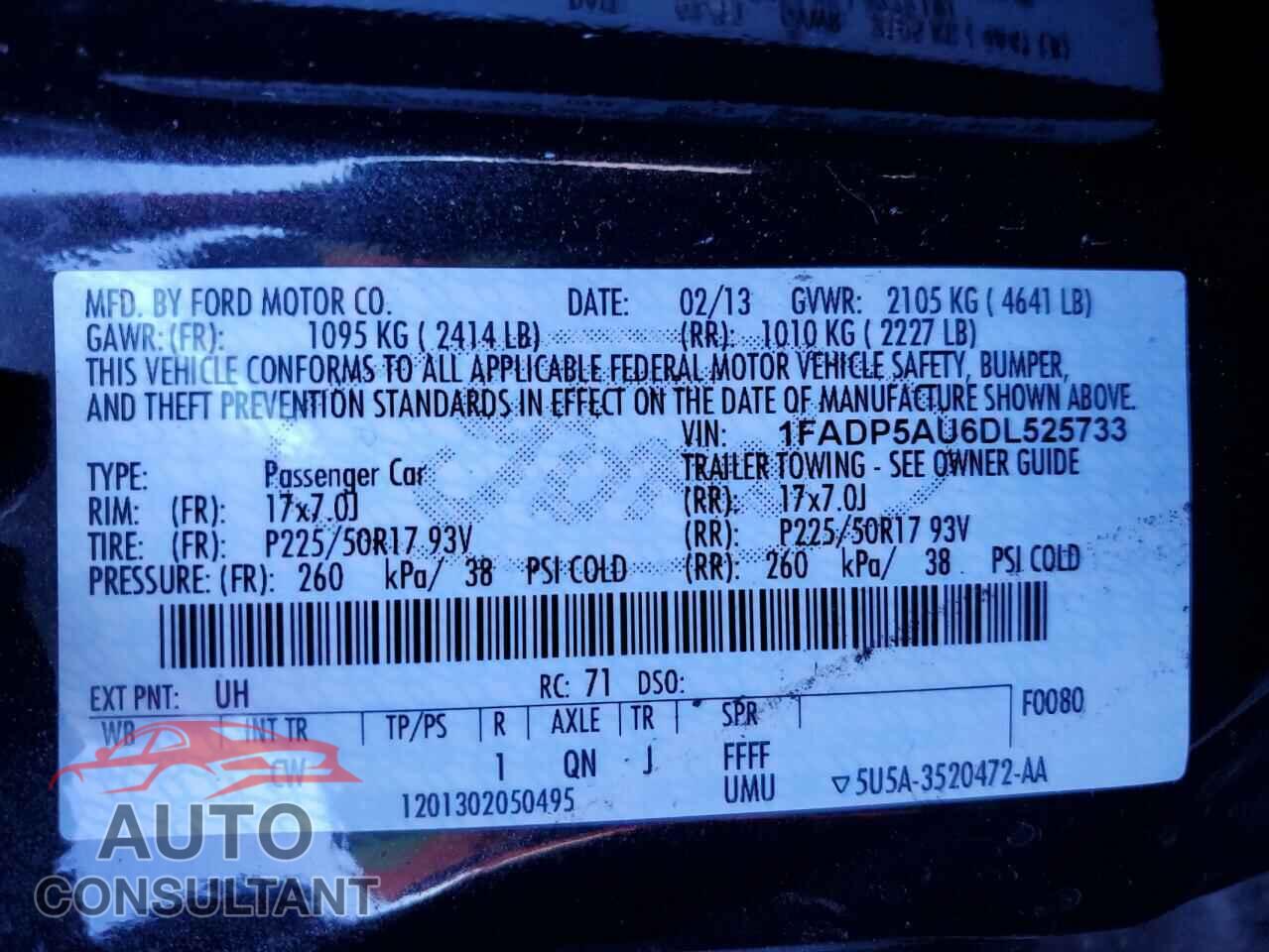 FORD CMAX 2013 - 1FADP5AU6DL525733
