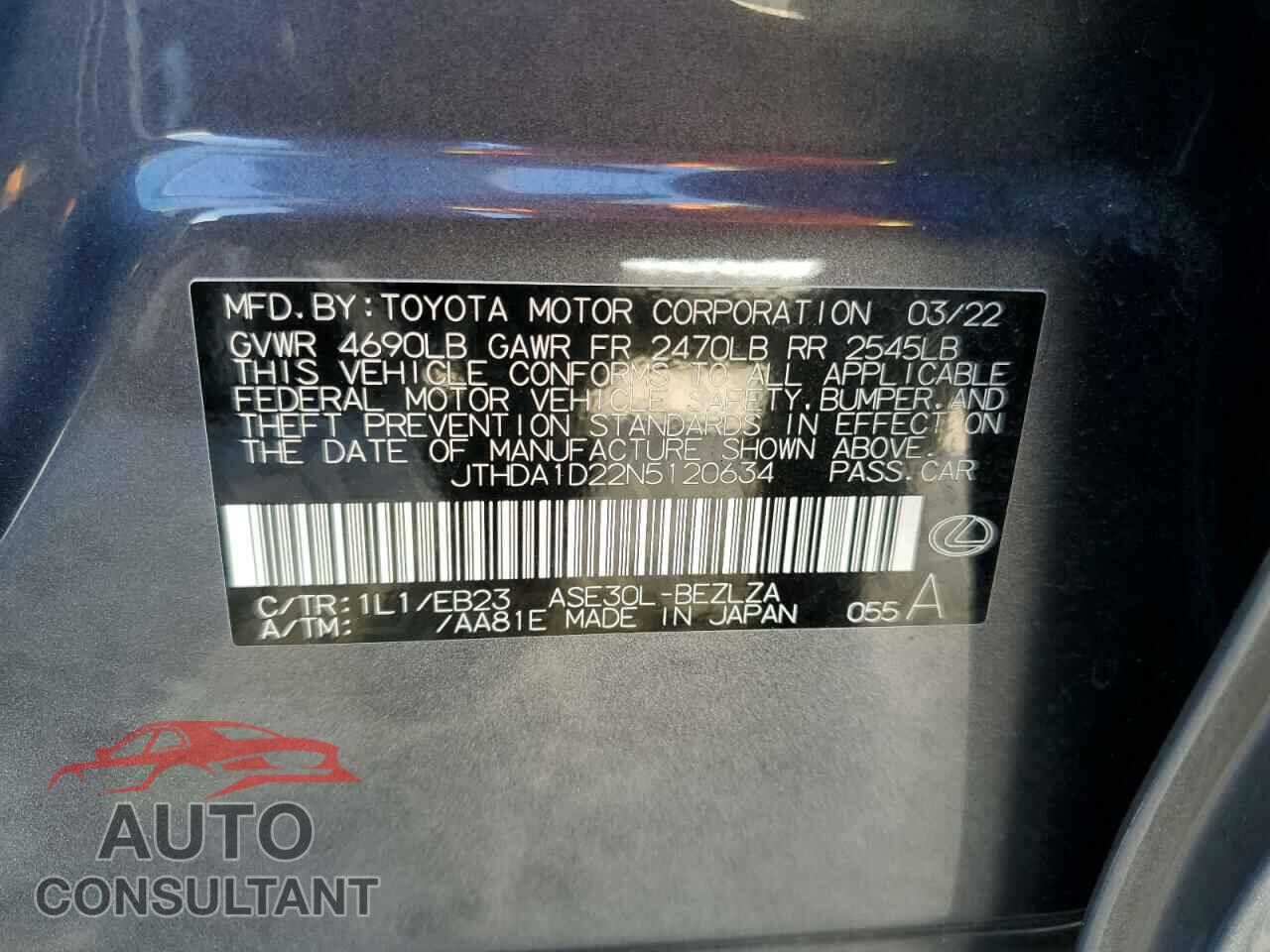 LEXUS IS 2022 - JTHDA1D22N5120634