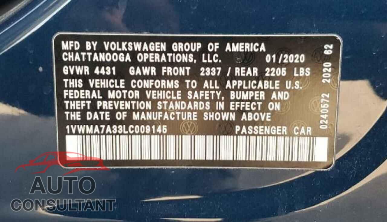 VOLKSWAGEN PASSAT 2020 - 1VWMA7A33LC009145