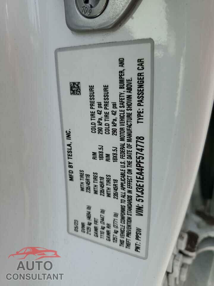 TESLA MODEL 3 2023 - 5YJ3E1EA4PF574778