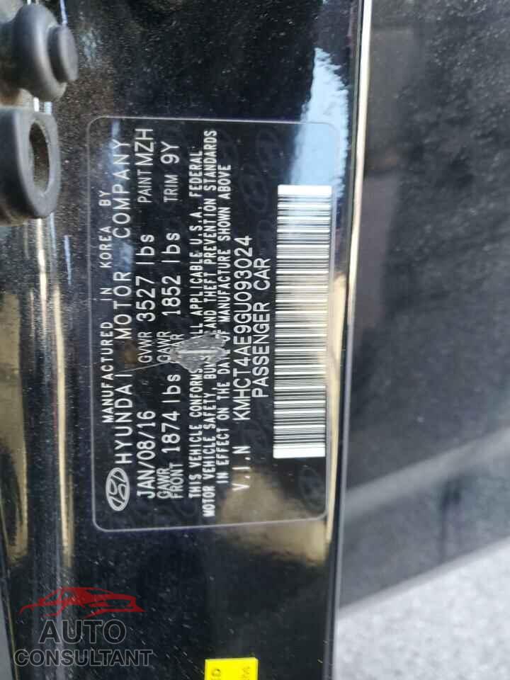 HYUNDAI ACCENT 2016 - KMHCT4AE9GU093024