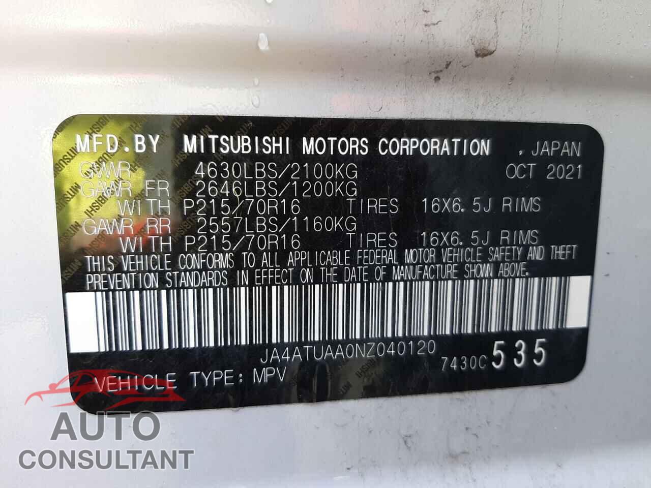 MITSUBISHI ECLIPSE 2022 - JA4ATUAA0NZ040120