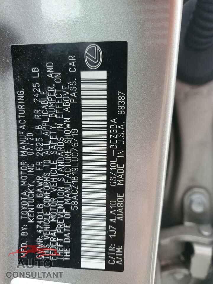 LEXUS ES350 2020 - 58ACZ1B19LU076719